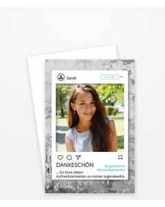 Dankeskarte zur Jugendweihe im Instagram-Design.